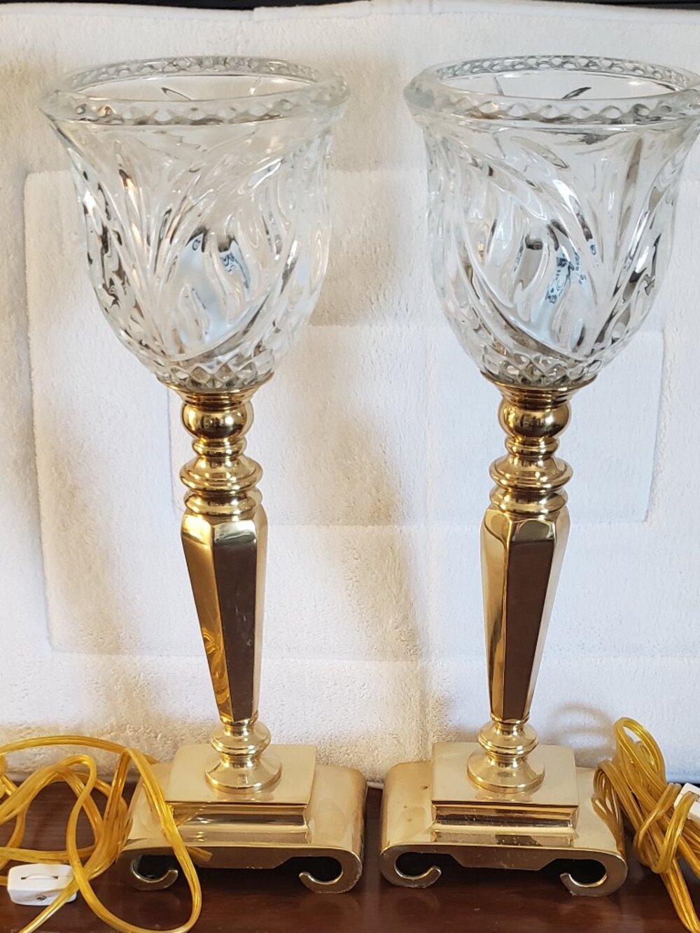 Vintage Excelsior Brass Torchiere Table Lamps